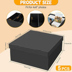 REAQUE 5 Pack Photo Storage Boxes for 4" x 6" Pictures, 3-Compartment Portable Photo Organizer Boxes with Lids, Craft Supply Container for Stickers, Scrapbooking, Stamps, Seeds, Memory Keepsakes