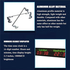 Digital World Time Zones Clock for 6 Cities, Adjustable Brightness LED Display, Aluminum Alloy, 1000CD Brightness for Office, Hotel, School - 15-20m Visibility
