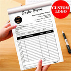 Custom Invoice Book in 3-Part /2-Part Receipt Book with Carbon Copies Personalized Carbonless Service Invoice Form Books Sales Order Book with Company Name Logo Address,B-Order Form Book with Logo