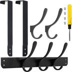 SKOLOO Over The Door Hook, Door Hanger Hooks for Hanging Clothes, Towels, Coats, Hats, Over The Door Towel Hook - Pack of 2, Black, Assembly Required
