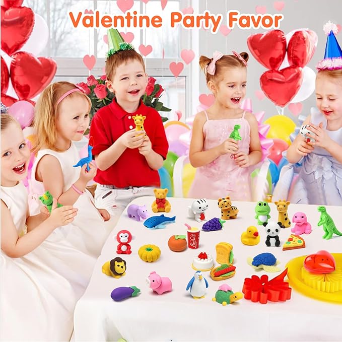 Moosia 90 Pack Animal Pencil Erasers for Kids, 3D Mini Puzzle Take Apart Erasers, Desk Pets & Treasure Box Toys, Bulk Party Favors, Classroom Prizes, School Supplies, Gift for Boys & Girls