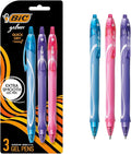 BIC Gelocity Quick Dry Assorted Colors Gel Pens, Medium Point (0.7mm), 3-Count Pack, Retractable Gel Pens With Comfortable Full Grip