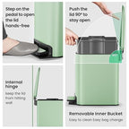 Cesun Small Bathroom Trash Can with Lid Soft Close, Step Pedal, 6 Liter / 1.6 Gallon Stainless Steel Garbage Can with Removable Inner Bucket, Anti-Fingerprint Finish (Matt Green)