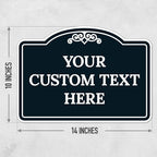 Custom Decorative Sign, Personalized Metal Sign for Business, Driveway, Home, Airbnb, Office Door Plaque, Black Background Sign, 14x10 Inches, ACM, Fade Resistant, Made in USA by Sigo Signs