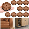 shouwuhho 9 Pack Furniture Risers Adjustable Bed Risers Heavy Duty Lifts Height 1", Square Stackable Bed Risers 1, 2 or 3 Inch for Desk Leg Table Couch Sofa Chair Bed Frame Legs Dorm, Brown