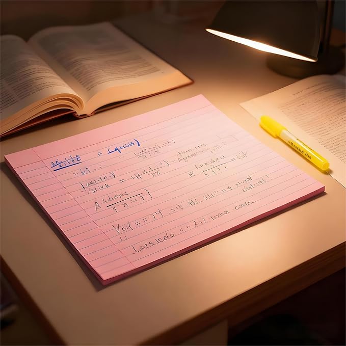 JINMIKEJI Pink Ruled Index Cards 5x7 Inch - 50 Pack Study Flash Cards for School, Office & Home, Durable Note Cards with Lines