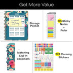 HARDCOVER 2026 Planner, 8.5"x11": 14 Months (November 2025 - December 2026), Daily Weekly Monthly Planner, Yearly Agenda, Bookmark, Pocket Folder and Sticky Note Set (Teal Floral)