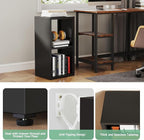 IRONMIX Metal 2 Cube Storage Organizer, Short Black Bookshelf with Storage Cabinet, Narrow Nightstands, Modern Cube Storage Shelf Slim Bedside Table for Small Places, Living Room, 15 min Assembly