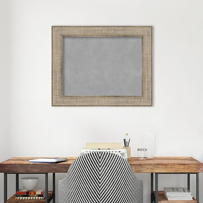 Amanti Art Silver Framed Magnetic Board 24x30 Medium Vision Board for use with Magnets, 100% Metal Sheet to Display Items as Office Decor or for Home Organization in mudroom, Kitchen or Kids Room
