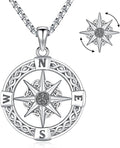 Compass Necklace for Women Men 925 Sterling Silver Pendant Urn Necklaces for Ashes Picture Locket Necklace Anchor Necklace Viking Necklace Crystals CZ Moonstone Abalone Shell Turquoise Compass Jewelry