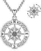 Compass Necklace for Women Men 925 Sterling Silver Pendant Urn Necklaces for Ashes Picture Locket Necklace Anchor Necklace Viking Necklace Crystals CZ Moonstone Abalone Shell Turquoise Compass Jewelry