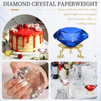 PATIKIL Diamond Crystal Paperweight, 100mm / 3.94" Crystal Paperweight Paper Weight with Gold 25 Metal Base for Home Office Desktop Table Decor Wedding Party Ornaments, Dark Blue