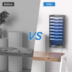 OUTWOLF 10 Tier Hanging Wall File Organizer Wall Mount Paper Document Folder Holder with Hooks for Home Office Organization