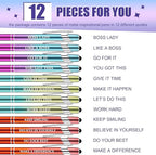 Zonon 12 Pcs Inspirational Pens Bulk Funny Ballpoint Pen with Stylus Tip Motivational Gifts for Valentine's Day Teacher Coworkers Nurse School Office Supplies(Plating Color,Motivational Style)