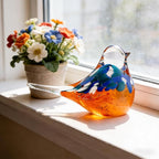 ORRFIDDY Blown Glass Birds - Glass Art Bird Decor, Hand Blown Glass Animal Figurines Paperweight for Home Shelf Decor