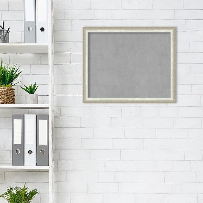 Amanti Art Silver Framed Magnetic Board 18x22 Small Vision Board for use with Magnets, 100% Metal Sheet to Display Items as Office Decor or for Home Organization in mudroom, Kitchen or Kids Room