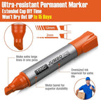 Fuutreo 10 Pack Jumbo Permanent Markers Bulk Large Chisel Tip Permanent Markers Quick Drying Waterproof Big Huge Poster Pens for Office, Logistics Company and More(Orange)