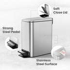 Cesun Small Bathroom Trash Can with Lid Soft Close, Step Pedal, 6 Liter / 1.6 Gallon Stainless Steel Mini Garbage Can for Office, Outdoor Trash Bin with Removable Inner Bucket (Silver)