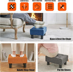 BRIAN & DANY Small Foot Stool, Leather Foot Stools with Legs, Stable Small Footstool for Living Room, Blue