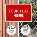 Personalized Custom Red Background Customize for Office, Business, Workplace, Home, Airbnb, Delivery Sign, 10x7 Inches, Rust Free .040 Aluminum, Fade Resistant, Made in USA by Sigo Signs