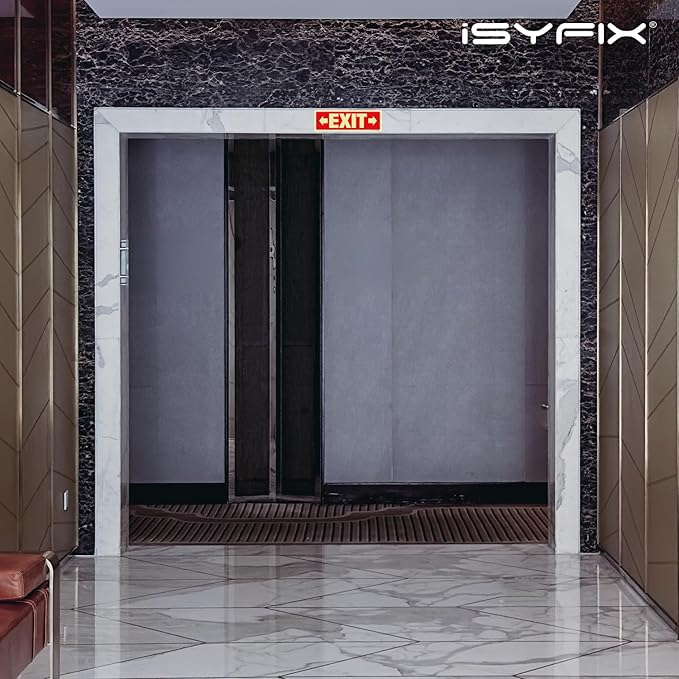 iSYFIX Exit Signs with Directional Right & Left Arrow - 2 Pack 12x4 Inch Glow in the Dark for Business, School, Office, Warehouse - Durable 40 Mil Polystyrene, UV Laminated, Waterproof, Scratch & Fade Resistant