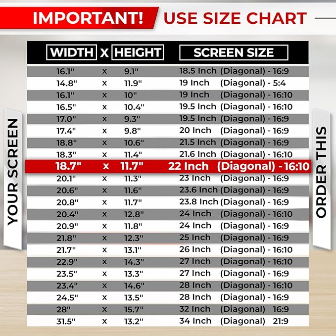SightPro 22 Inch 16:10 Computer Privacy Screen Filter for Monitor - Privacy Shield and Anti-Glare Protector