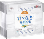 NIUBEE Acrylic Sign Holder 8.5x11 Inches Horizontal,Clear Plastic Wall Mount Sign Holder Poster Paper Holder with Free Double Sided Tape for Office, Home, Store, Restaurant-No Drilling(6 Pack)