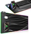 XXL Mouse Pad with Phone Holder, RGB Desk Mat with 15W Fast Charging, LED Large Gaming Mouse Pad with 11 Lights Colors, Long Mouse Pads, Waterproof Non-Slip Desk Pad for Gamer Esports Pros