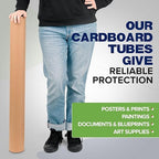 4" x 36" Reinforced Kraft Paper Mailing Tubes, Pack of 4 Tubes with 2 Caps Each – USPS Approved Poster Tube – Made in USA Cardboard Tube for Shipping and Storing Posters, Prints, Artwork, or Documents