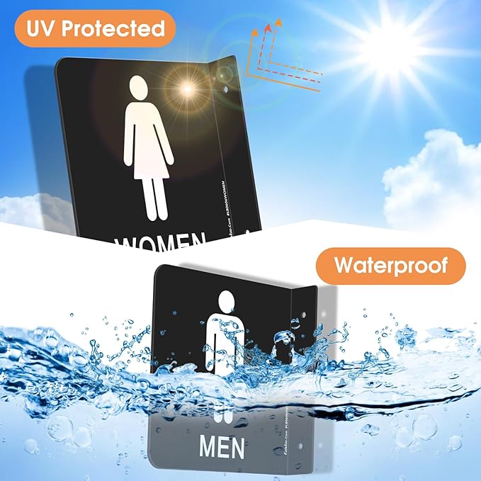 Faittoo Restroom Sign, Bathroom Signs, (2 Pack) 6 x 6 Inches Acrylic Sign, for Office or Business Bathroom and Toilet Door or Wall Decor, Indoor Outdoor Use (Men and women Set)
