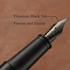 HUASHILAI Luxury Matte Black Forest Fountain Pen Set,Titanium Black Extra Fine and Medium Nibs,Includes 2 Ink Converters,10 Ink Cartridges,15ml ink，Premium Gift Case for Calligraphy (Medium Nib)