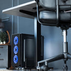 VIVO Computer Mid-Tower Case, CPU Steel Rolling Stand, Adjustable Mobile Cart Holder with Locking Caster Wheels, Black, CART-PC01