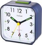 Tinload Small Battery Operated Analog Alarm Clock Silent Non Ticking, Ascending Beep Sounds, Snooze,Light Functions (Blue)