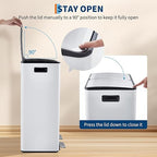 Garvee Dual Trash Can, 16 Gal (2 x 30 l) Stainless Steel Kitchen Garbage Can with Lid and Inner Bucket, Double Compartment Trash and Recycle Bin Combo with Step Pedal for Home Office, White
