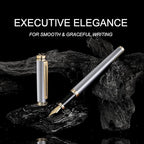 HDDNB Silver Luxury Fountain Pen Set for Men and Women with Gift Box, 24K Gold Finish and Gilded Nib(Extra Fine) with 5 Black Ink Cartridges and Converter