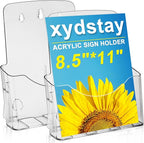 xydstay Acrylic Brochure Holder 8.5x11 Inches Slant Back Design, Clear Display Stand, Plastic Table Stand Sign Holder,Pamphlet Holder Flyer Holder, Acrylic Display Stand,for Office, Home, Store, 2 Pack