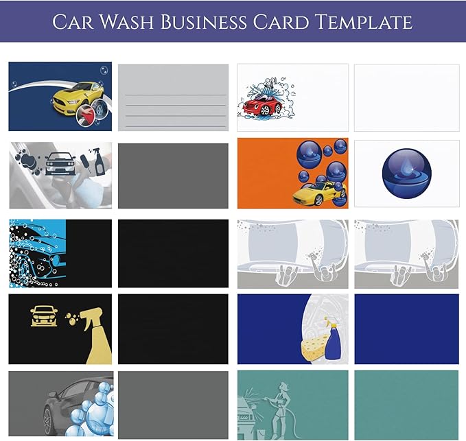 Custom Business Cards Personalized Business Cards for Small Business 300gsm Matte Paper Front & Back Sides Printed 3.5" x 2" - Car Wash Template