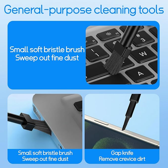 Keyboard Cleaning Kit Laptop Cleaner, 32-in-1 Computer Screen Cleaning Brush Tool, Multi-Function PC Electronic Cleaner Kit Spray for iPad iPhone Pro, Earbuds, Airpods, Camera Lens, Monitor (Black)
