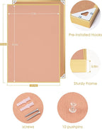 Bulletin Board 23.6 x 17.7 inches, Blush Coral Pin Board, Golden Aluminum Framed Fabric Cork Board with 10 Push Pins