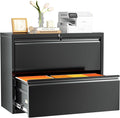 INTERGREAT Lateral File Cabinet 2 Drawer, Black Metal File Cabinets for Home Office, Locking File Cabinet for Letter/Legal/F4/A4 Size Hanging Files, Easy Assembly