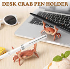 4PCS Desk Crab Pen Holder,Creative Crab Pen Holder,New Cute Crab-Shaped Pen Holders,Weightlifting Crabs Penholder Bracket Storage,Funny Desk Decor for Office Desks,Shop Windows,Home(Red)