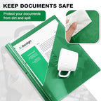Teling 48 Pcs Clear Front Report Covers with 3 Prongs, Plastic Green Presentation Folders Bulk with 3 Pockets for A4 and Letter Size Paper, 90 Sheet Capacity, Document Covers for School Business