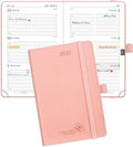 POPRUN Pocket Calendar 2026 (Small Size- 4'' x 6.25") Weekly and Monthly for Purse - Planner 2026 (Jan. 2026 - Dec. 2026) with Vegan Leather Soft Cover, Pen Holder and More - Pink