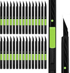 MANUFORE 30pcs Green 9mm Snap-off Knives with Safety Auto-lock, Metal Handle, Black Blade, Lightweight Portable Retractable Cutter for office, school