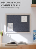 Fluxynara Felt Cork Board Alternative, Felt Bulletin Board 16" x 12" Oatmeal Frame with 8 Adhesive Tabs, Pin Board for Home Office, Classroom, Entryway, Kitchen Wall Decor—Navy Blue