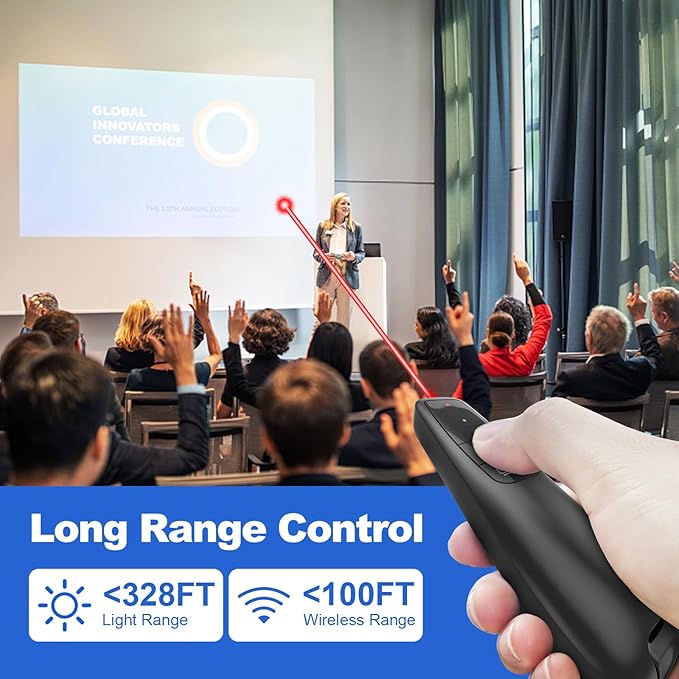 (2 Units) Presentation Clicker PowerPoint Presenter Remote: Laser Pointer Project Power Point PPT Clicker for Mac Laptop Office, Wireless Computer Clickers Slideshow Google Slide Advancer