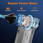 2-in-1 Compressed Air Duster-150000RPM Super Power Electric Duster with 8000mAh Battery, Continuously Adjustable Speed Cordless Air Duster Rechargeable for PC Keyboard, Car, Home, and Outdoor