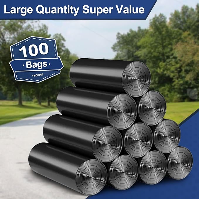 T.FORING 30-35 Gallon Trash Bags Heavy Duty 1.5 Mil - 35" x 37" 100 Count Large Black Garbage Bags 30+ Gallon Strong Plastic Trash Can Liners for Home Kitchen Commercial Lawn and Leaf