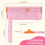 A4 Paper Cutter 12 Inch Titanium Paper Trimmer Scrapbooking Tool with 2pcs Replacement Blades with Automatic Safety Guard and Side Ruler for Craft Paper, Cardstock, Photo, Coupon, Label,Pink