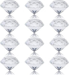 HDCRYSTALGIFTS 12PC Crystal Diamond Pirate Gems Figurines 30mm (1.2 inch) Clear Glass Jewels Paperweight Wedding Decorations Christmas Centerpieces for Home Decor